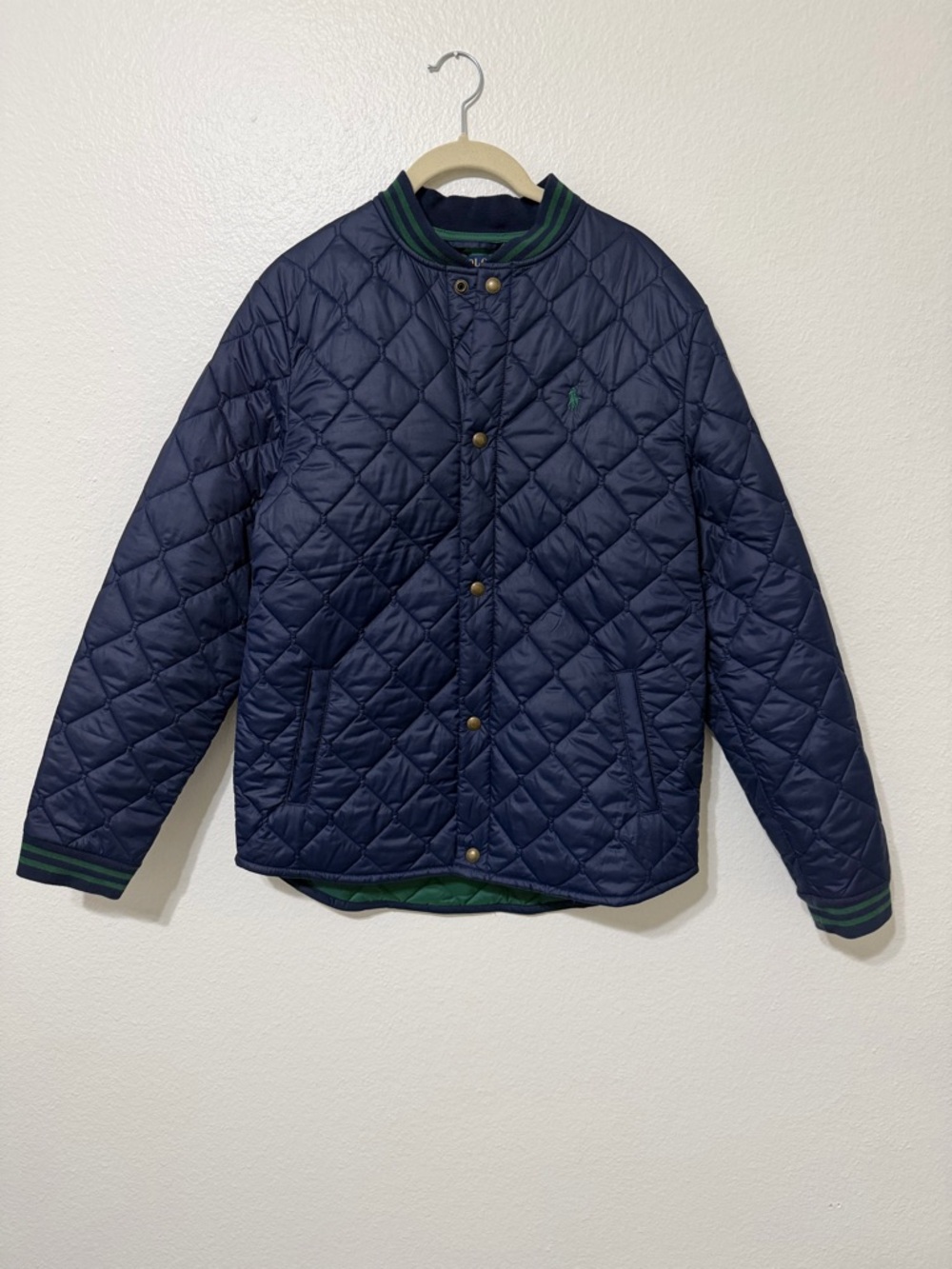 Polo Ralph Lauren Boy’s XL 18/20 Navy Blue Quilted Varsity Bomber Jacket